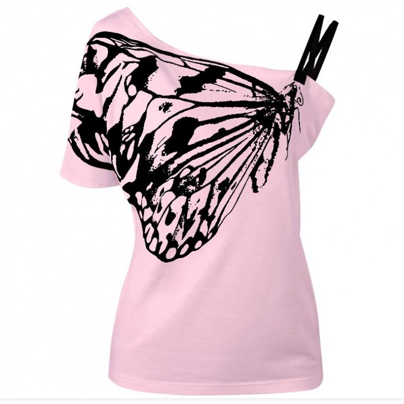 Pure Cotton Blouse Pink Butterfly Camisole Lady Summer Blouse